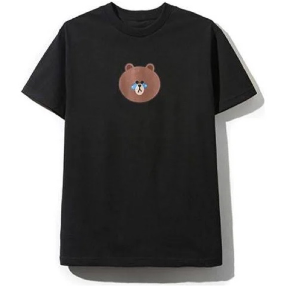 NWT Men's Anti Social Social Club x Line Friends Brown Bear T-Shirt black large